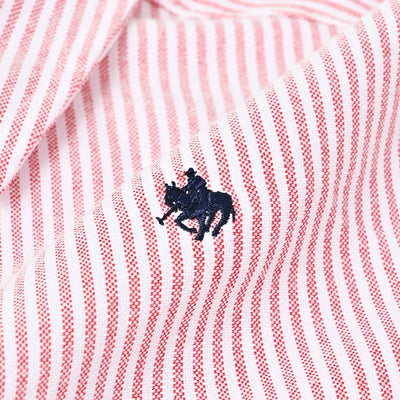 ワンポイント刺繍長袖コットンシャツ
