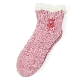 【WOMEN’S】裏ボアルームソックスケーブル柄