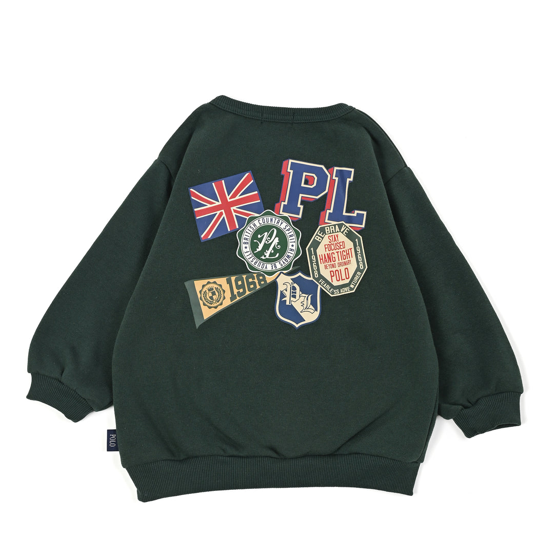 【KIDS】POLOワッペンプリント裏起毛スウェット