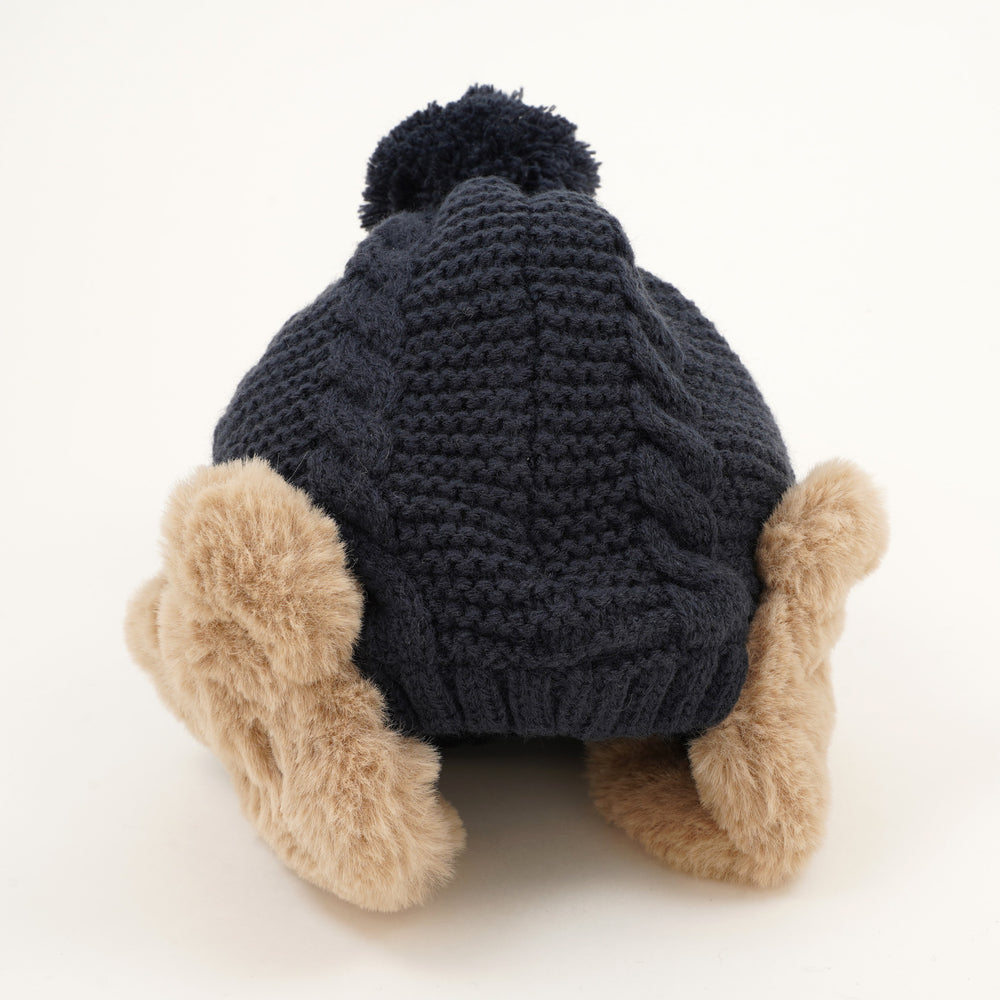 【BABY】ニットキャップくま耳当てつき