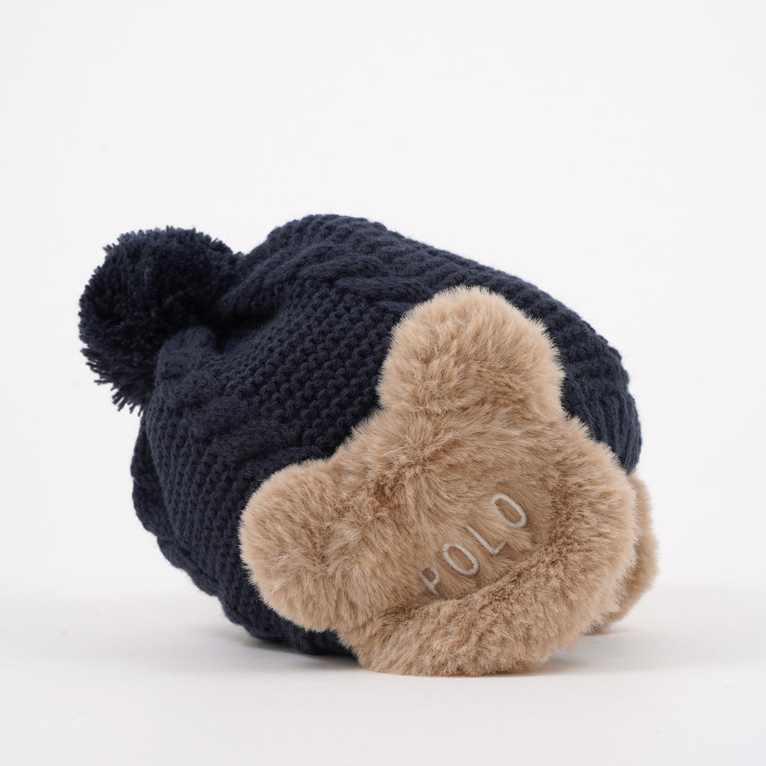 【BABY】ニットキャップくま耳当てつき