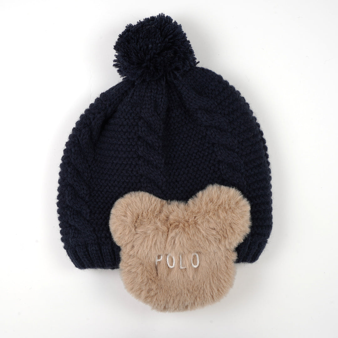 【BABY】ニットキャップくま耳当てつき