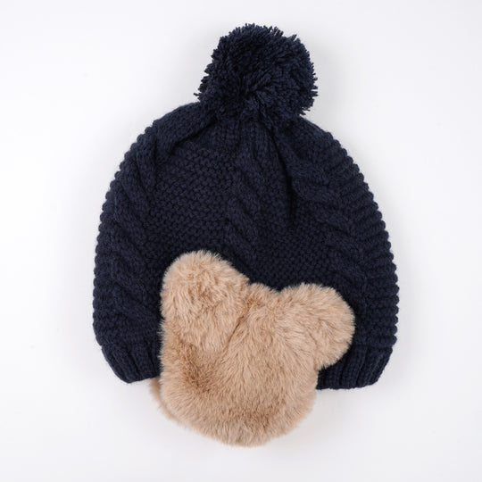 【BABY】ニットキャップくま耳当てつき