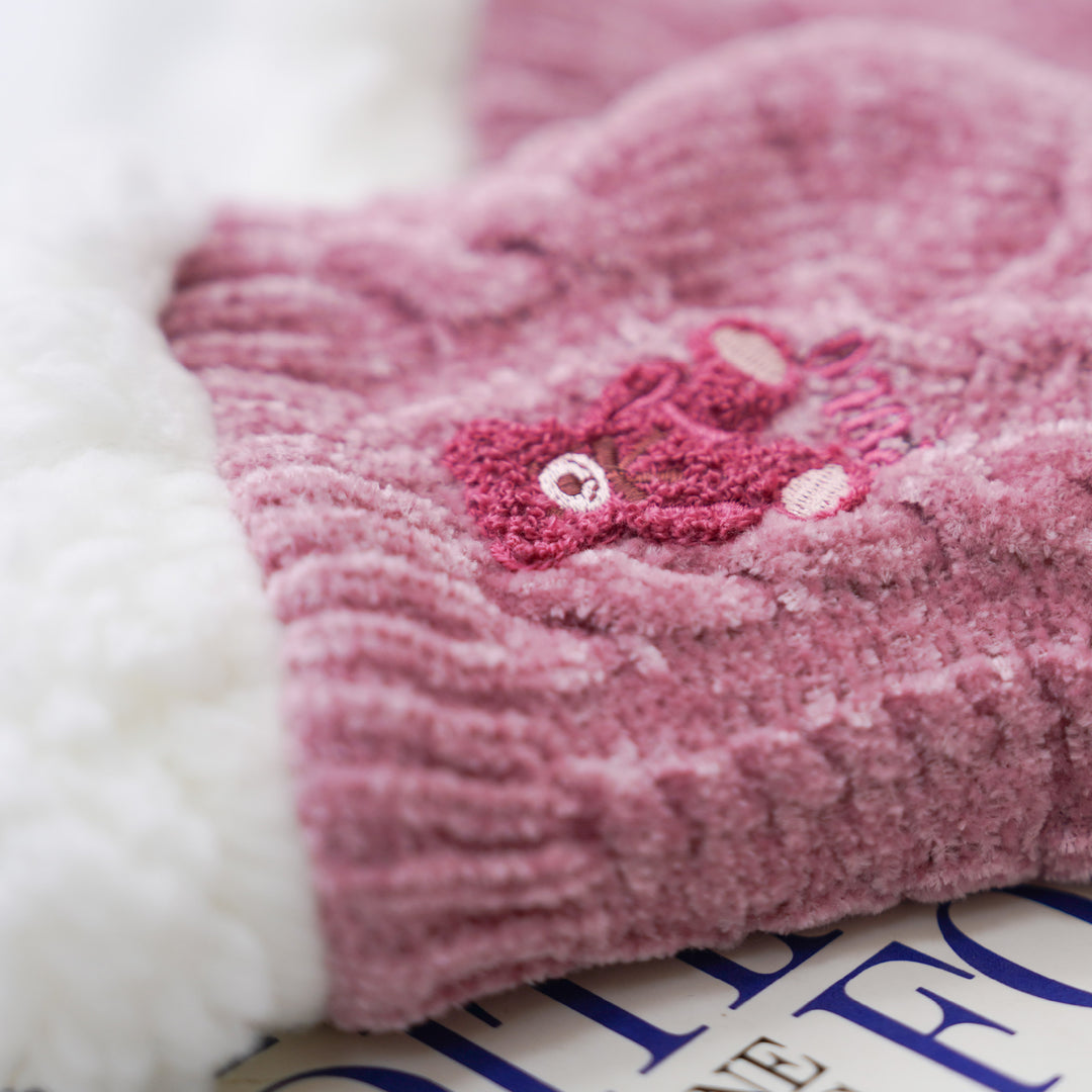 【WOMEN’S】裏ボアルームソックスケーブル柄