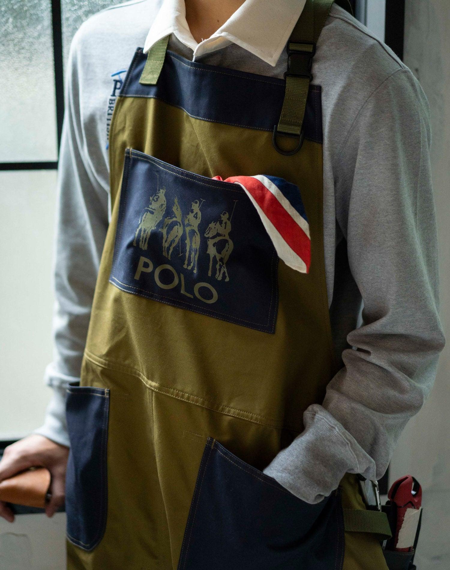 70s80s EUROオイルドコットンワークエプロン ネイビー ユーロ aw13 どこでもワークエプロン｜POLO BCS 公式オンラインストア